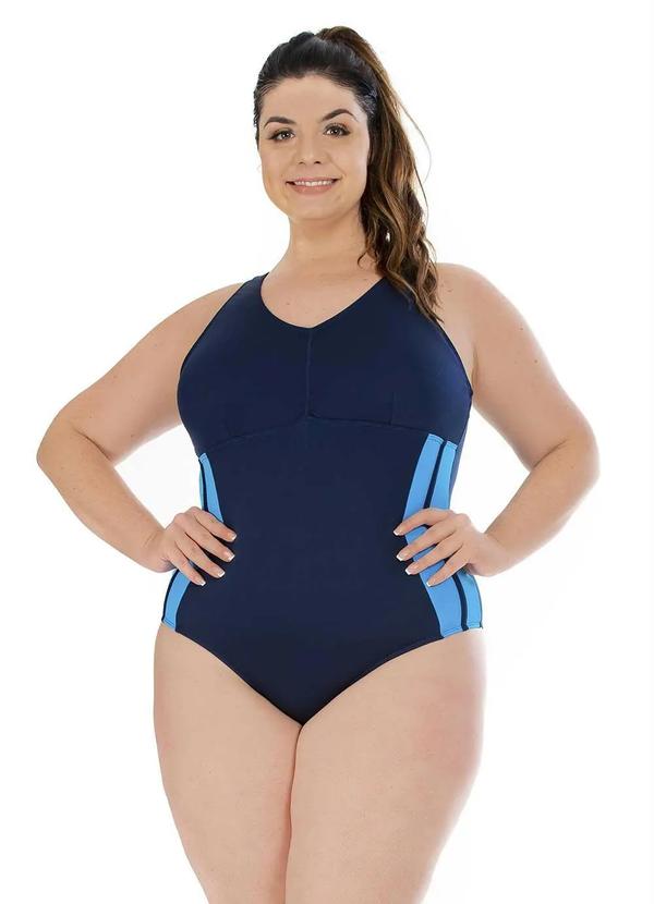 Sale Brands - Maiô Hidroginástica Plus Size Azul
