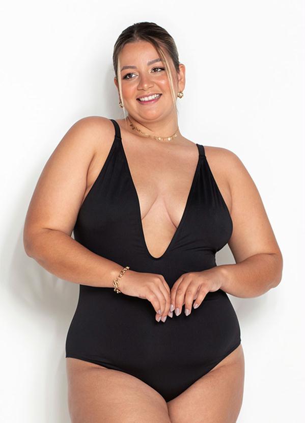 Outlet - Maiô Plus Size Preto Decote V 4