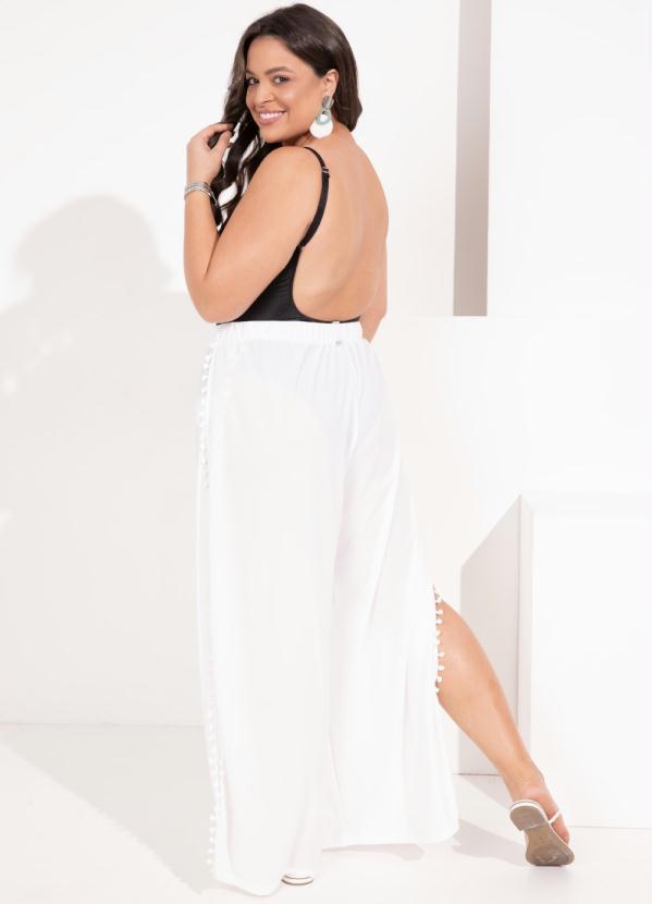 Quintess - Calça Saída de Praia Branca com Pompons 10