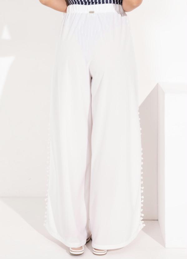 Quintess - Calça Saída de Praia Branca com Pompons 3