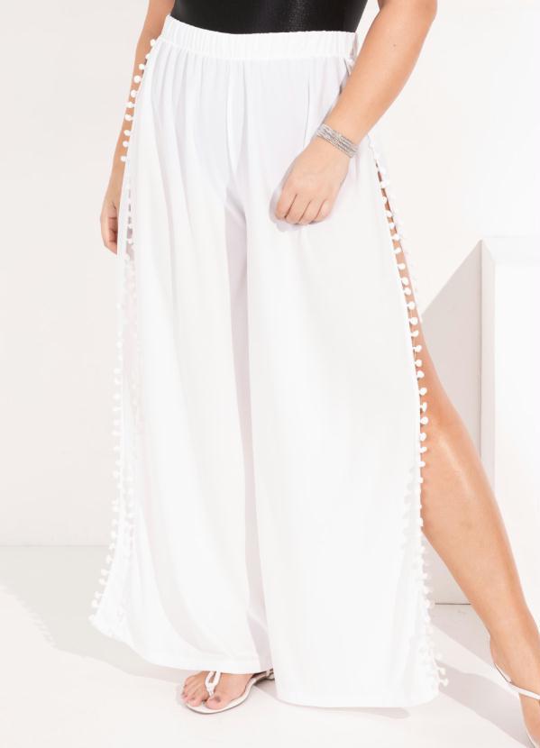 Quintess - Calça Saída de Praia Branca com Pompons 7