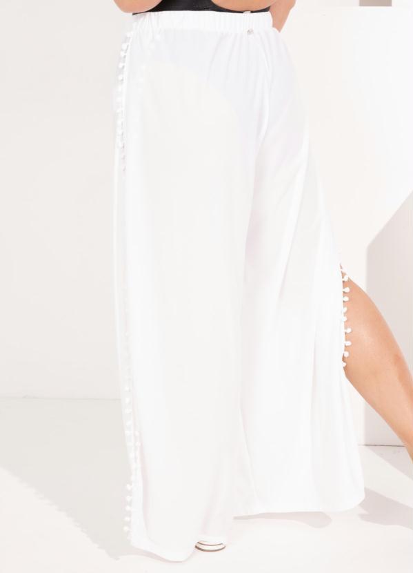 Quintess - Calça Saída de Praia Branca com Pompons 8