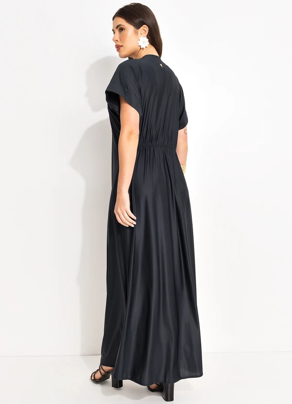 Água de Coco - Capa Longa Liso Classico Preto 2