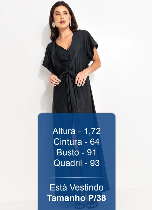 Água de Coco - Capa Longa Liso Classico Preto 5