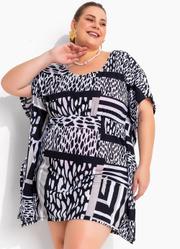 Sada de Praia Abstrato Preto e Branco Kaftan