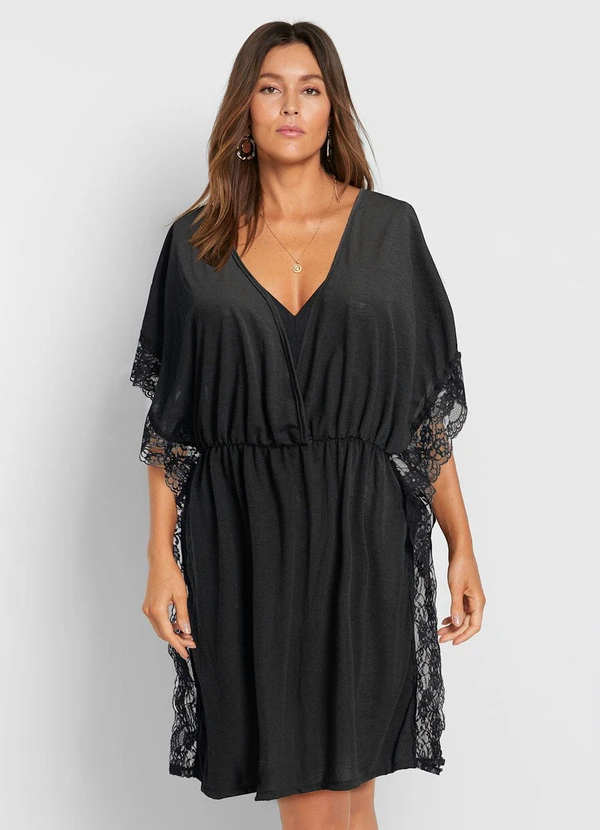 Queima Estoque - Saída de Praia com Renda Preta 1