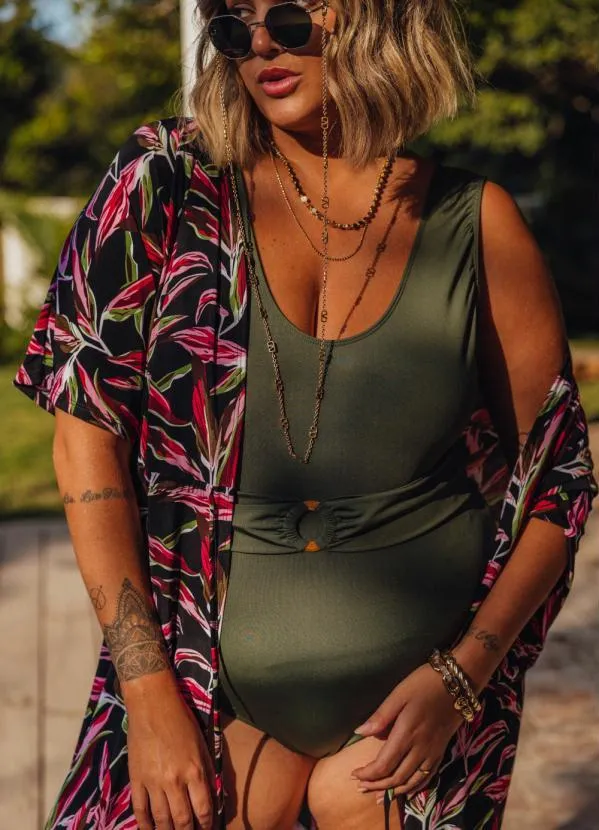 Queima Estoque - Saída de Praia Floral Dark com Amarração 11