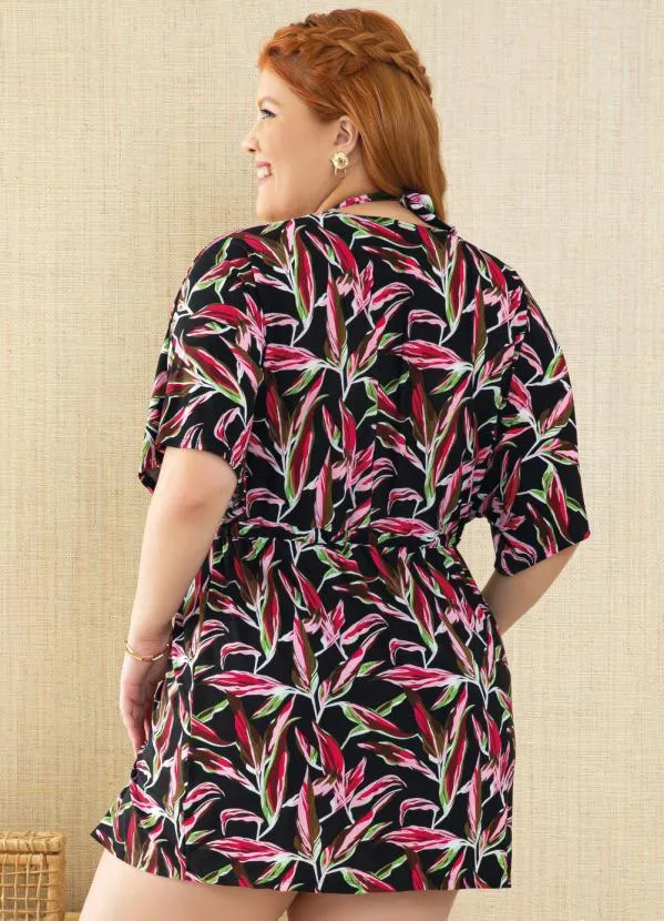 Queima Estoque - Saída de Praia Floral Dark com Amarração 4