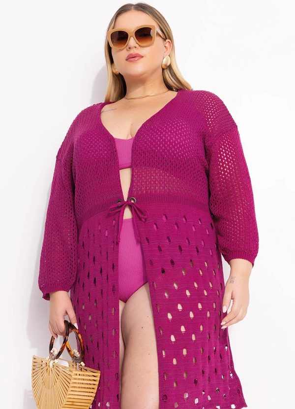 Marguerite - Saída de Praia Fúcsia em Tricô 11