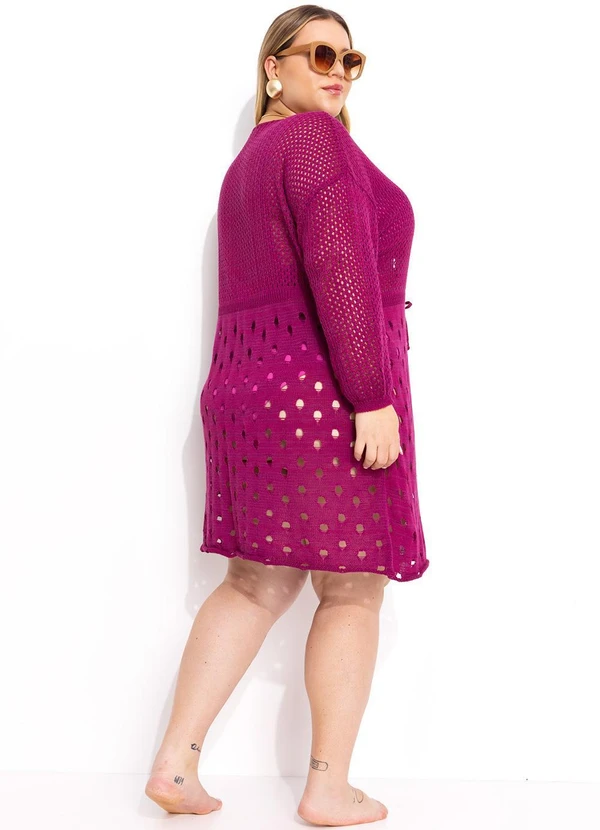 Marguerite - Saída de Praia Fúcsia em Tricô 12