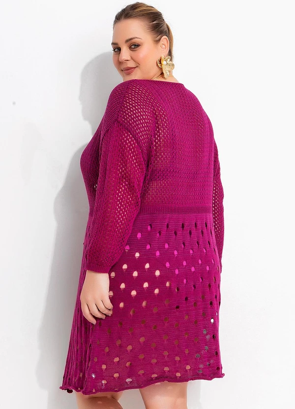 Marguerite - Saída de Praia Fúcsia em Tricô 2