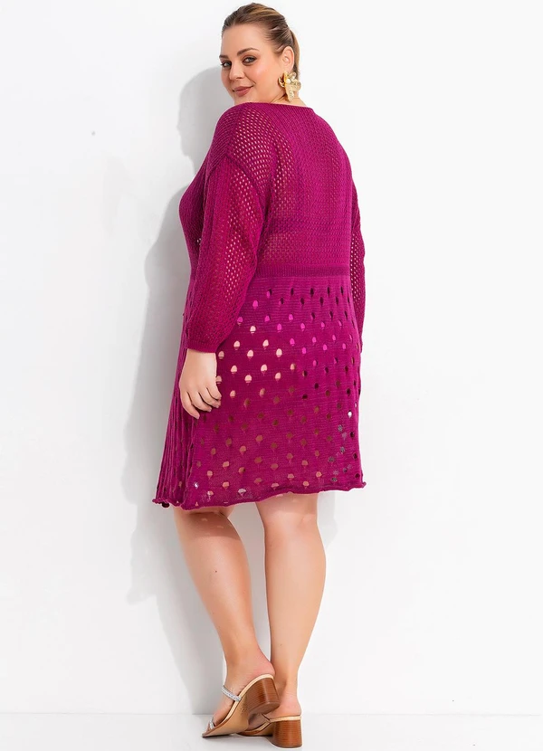 Marguerite - Saída de Praia Fúcsia em Tricô 4