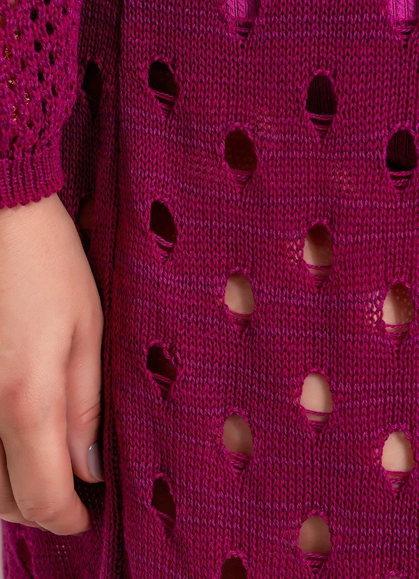 Marguerite - Saída de Praia Fúcsia em Tricô 9