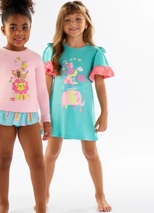 Up Baby - Saída de Praia Infantil em Meia Malha Azul - UP BABY