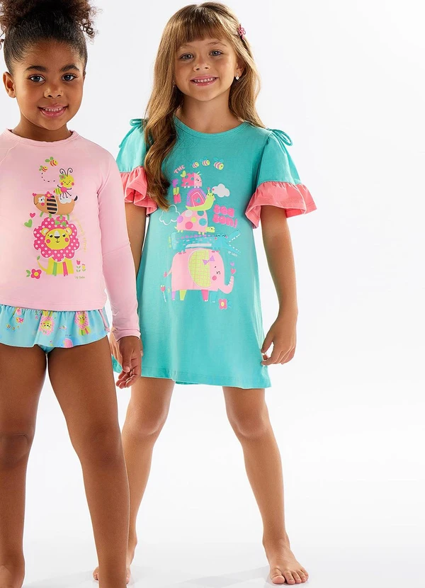 Up Baby - Saída de Praia Infantil em Meia Malha Azul