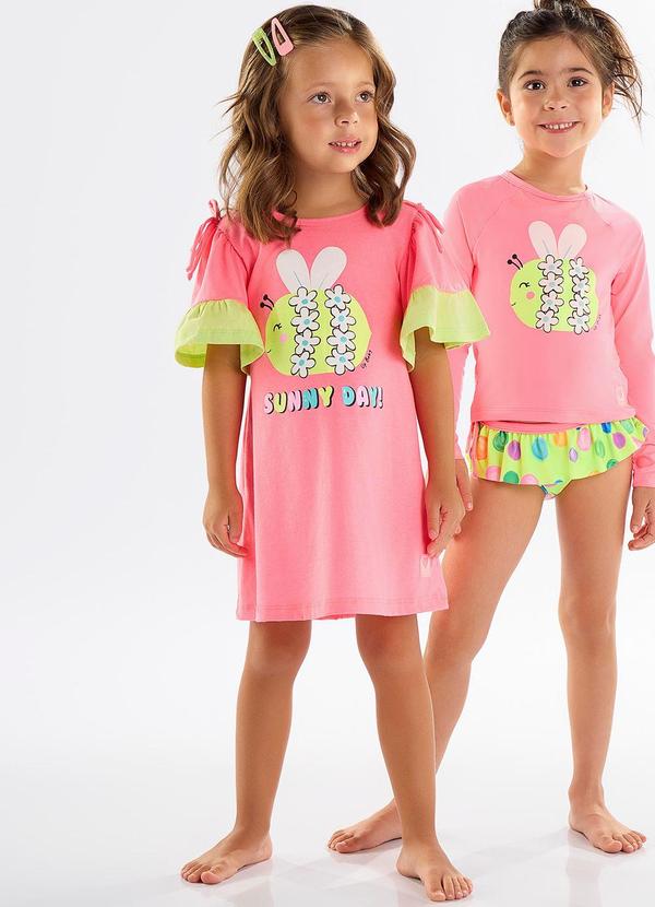 Up Baby - Saída de Praia Infantil em Meia Malha Rosa