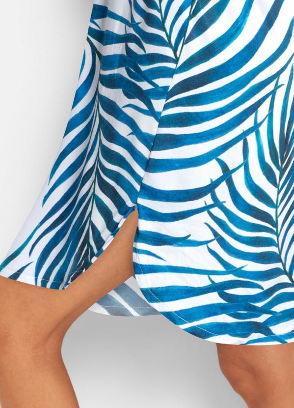 bonprix - Saída de Praia Mangas 7/8 Folhagem Azul 4