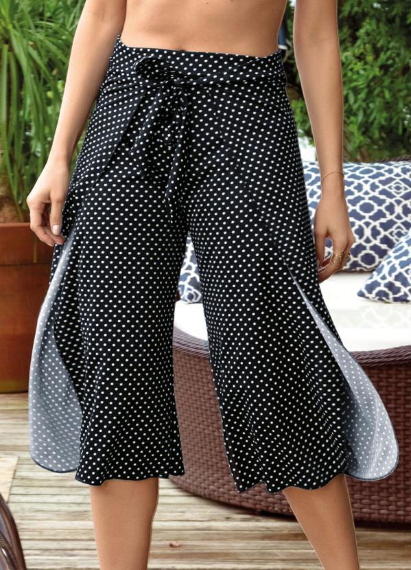 Alma Dolce - Saída de Praia Modelo Pantacourt Poá Envelope