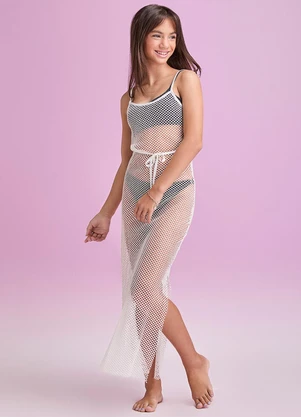 Authoria - Saída de Praia Off Midi de Tela  Off White - AUTHORIA