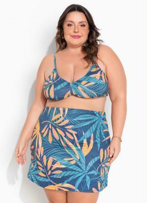 Sada de Praia Plus Size (Folhagem Tropical)