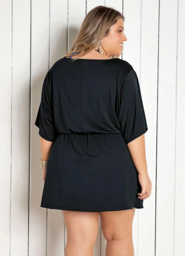 Alma Dolce - Saída de Praia Preta com Elástico na Cintura 4