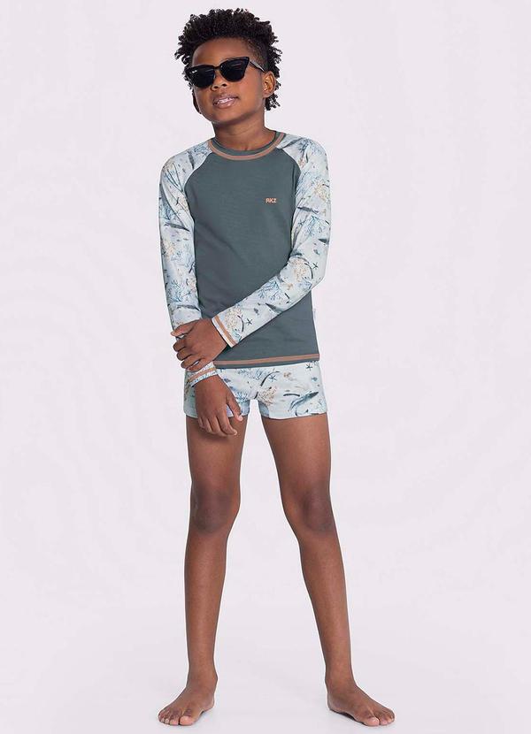 Alakazoo - Sunga Boxer Infantil em Malha Estampada Branco