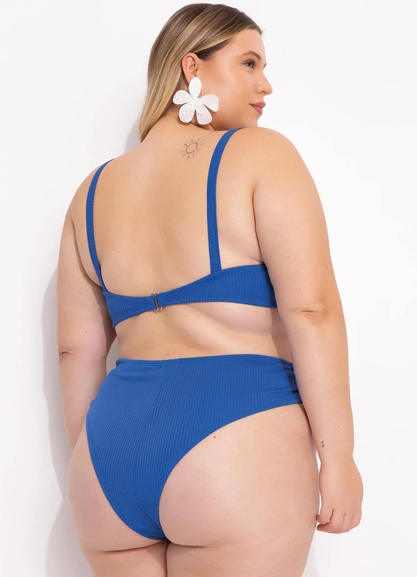 Marguerite - Busto Biquíni Azul em Malha Canelada Texturizada 10
