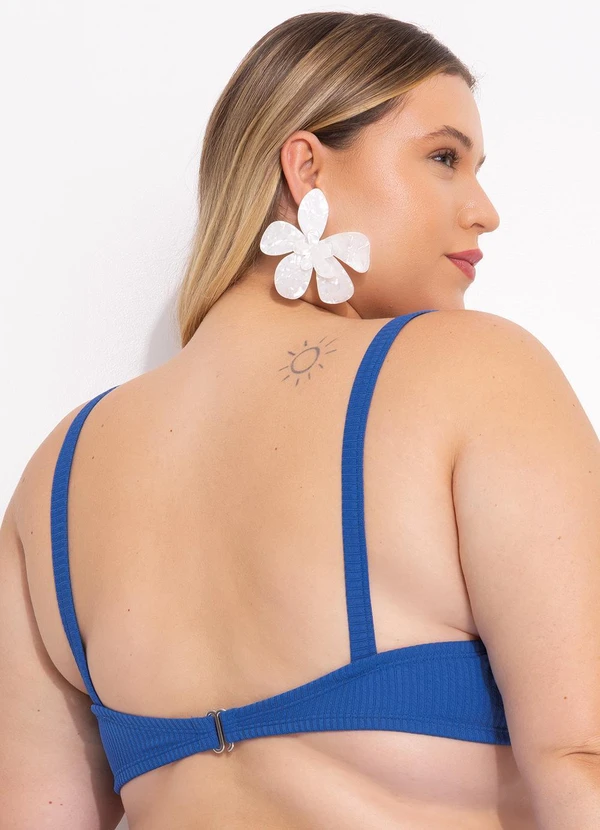 Marguerite - Busto Biquíni Azul em Malha Canelada Texturizada 8