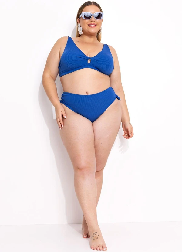 Marguerite - Busto Biquíni Azul em Malha Canelada Texturizada 9