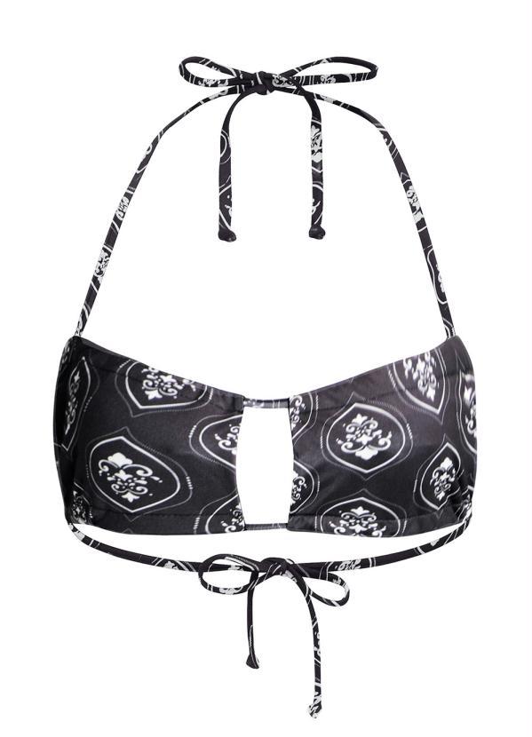 Outlet - Busto Biquíni Paisley Preto com Recorte Vazado 4