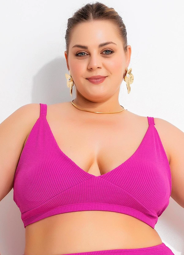 Marguerite - Busto Biquíni Pink em Malha Canelada Texturizada