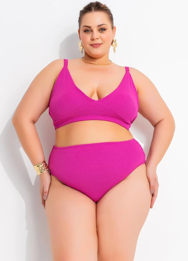 Marguerite - Busto Biquíni Pink em Malha Canelada Texturizada 3