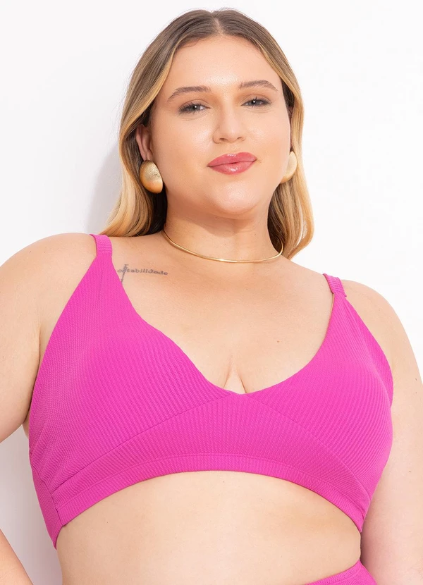 Marguerite - Busto Biquíni Pink em Malha Canelada Texturizada 8