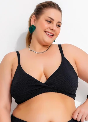 Marguerite - Busto Biquíni Preto em Canelado Texturizado - MARGUERITE