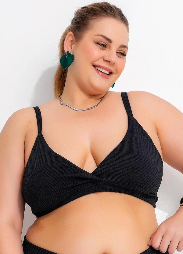 Marguerite - Busto Biquíni Preto em Canelado Texturizado