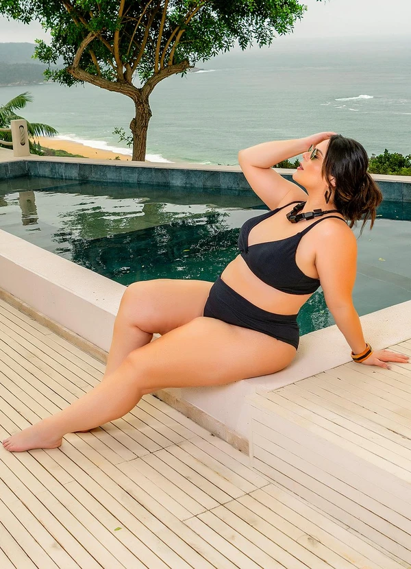 Marguerite - Busto Biquíni Preto em Canelado Texturizado 6