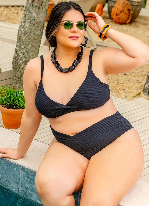 Marguerite - Busto Biquíni Preto em Canelado Texturizado 8