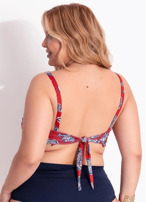 Marguerite - Top Biquíni Conchas Vermelhas em Microfibra - MARGUERITE