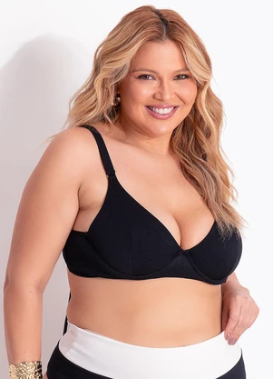 Marguerite - Top Biquini Meia Taça com Aro Preto em Malha Crepe - MARGUERITE