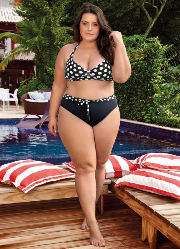 Outlet - Top Biquíni Plus Size Poá com Alça Reforçada 3