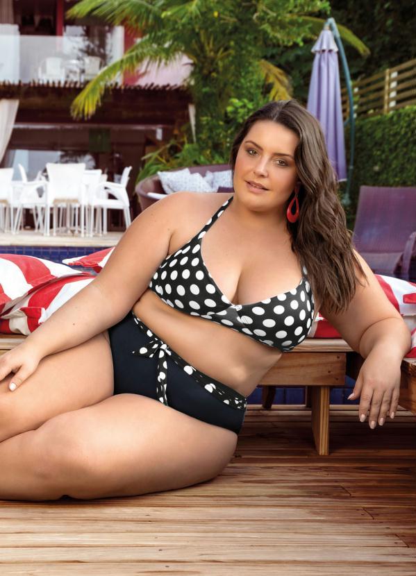 Outlet - Top Biquíni Plus Size Poá com Alça Reforçada 5