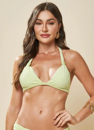 Doce Trama - Top de Biquini Lusitana com Textura Verde - DOCE TRAMA