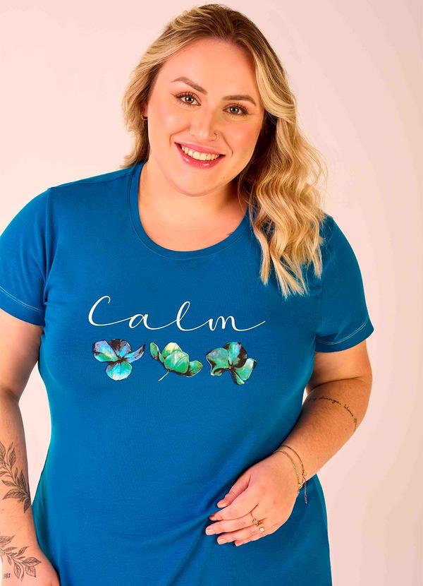 Merengue - Camisetão Plus Size Manga Curta Azul 3