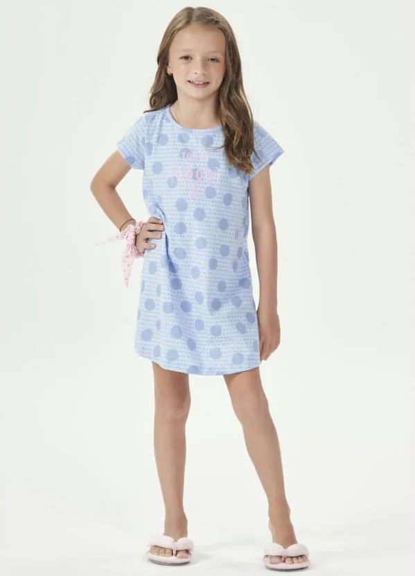 Espaço Pijama - Camisola Manga Curta Infantil Azul