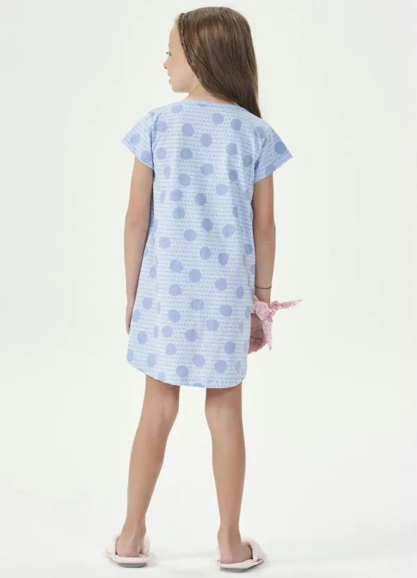 Espaço Pijama - Camisola Manga Curta Infantil Azul 2