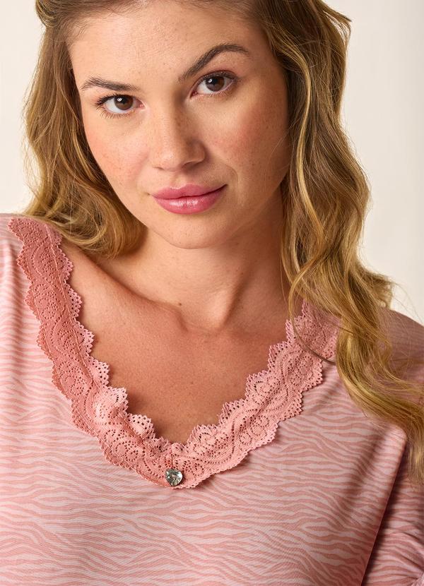 Merengue - Camisola Manga Longa - Decote V Rosa 3