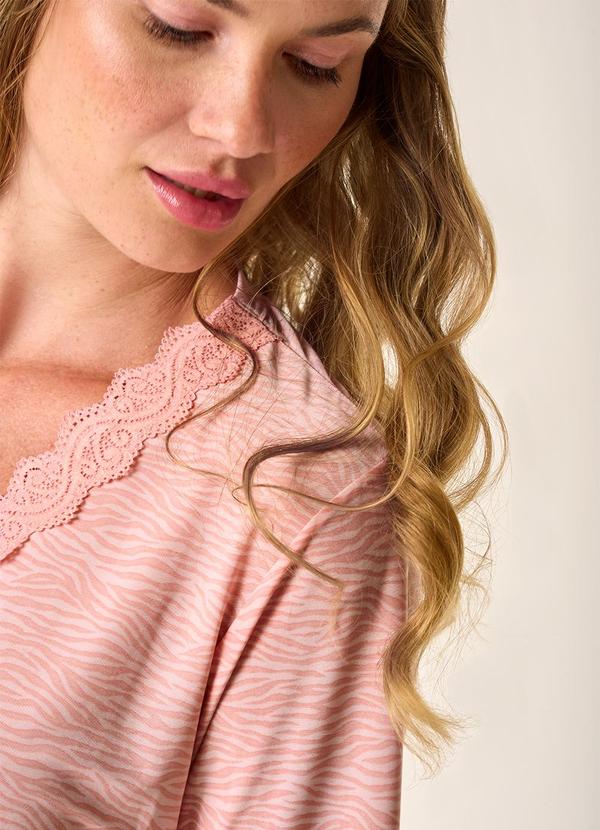 Merengue - Camisola Manga Longa - Decote V Rosa 4