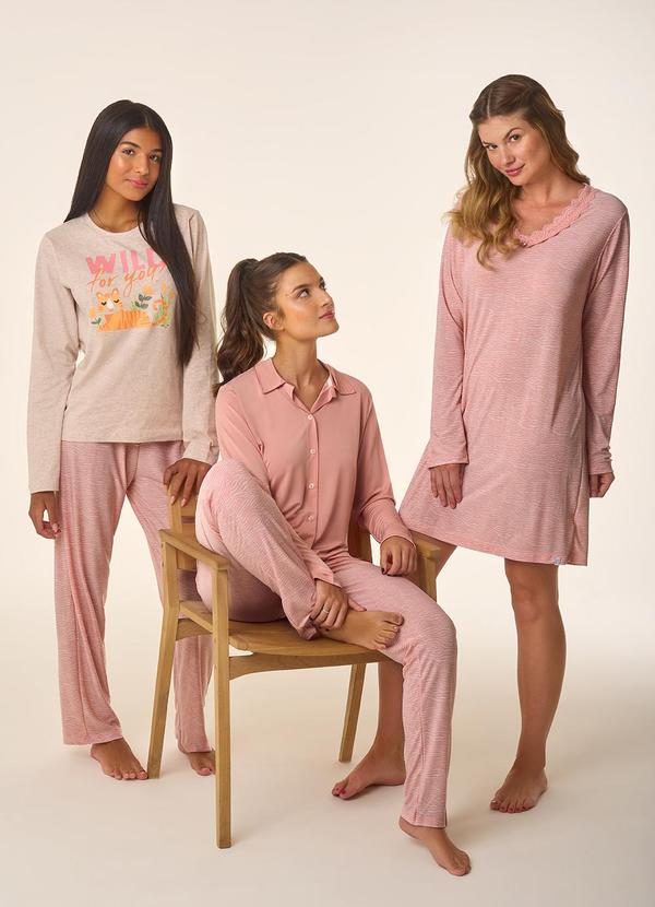 Merengue - Camisola Manga Longa - Decote V Rosa 5