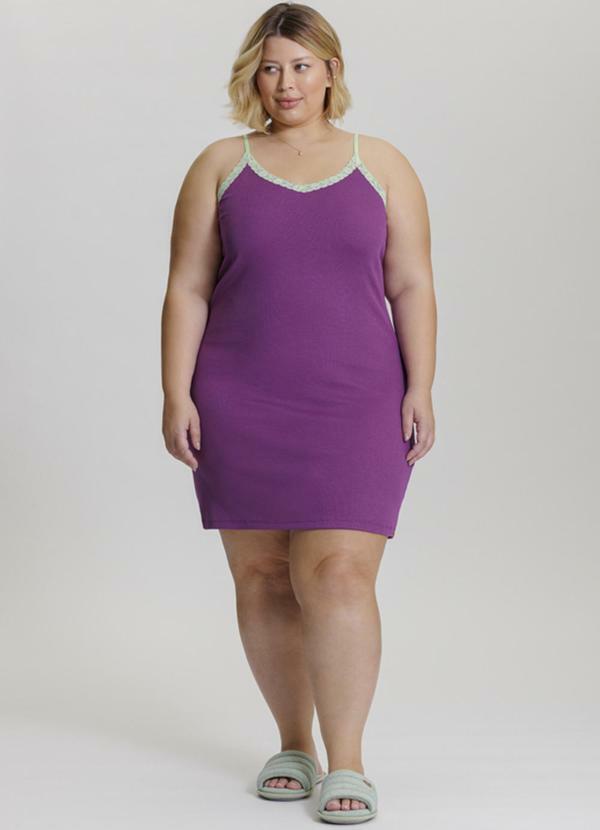 Mensageiro do Sonhos - Camisola de Alça em Ribana Canelada Roxo 3