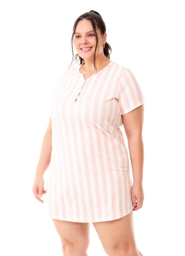 Zee Rucci - Camisola Plus Rosa Abertura Parcial Estampado